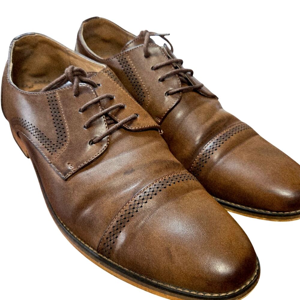 Gino Vitale 9.5 Brown Leather Men's Dress Shoe Oxford 9 1/2